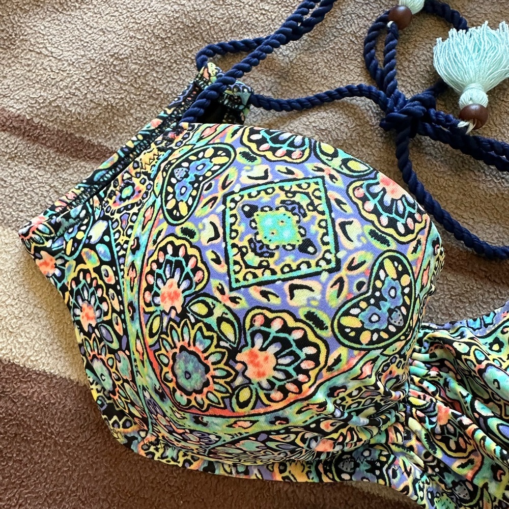 Colorful Patterned Bikini Top - Picture 2 of 5